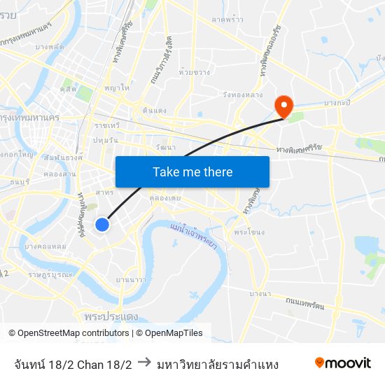 จันทน์ 18/2 Chan 18/2 to มหาวิทยาลัยรามคำแหง map