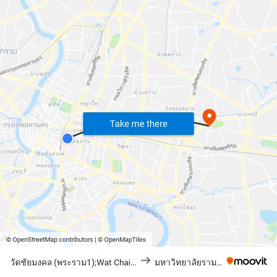 วัดชัยมงคล (พระราม1);Wat Chai Mongkhon to มหาวิทยาลัยรามคำแหง map