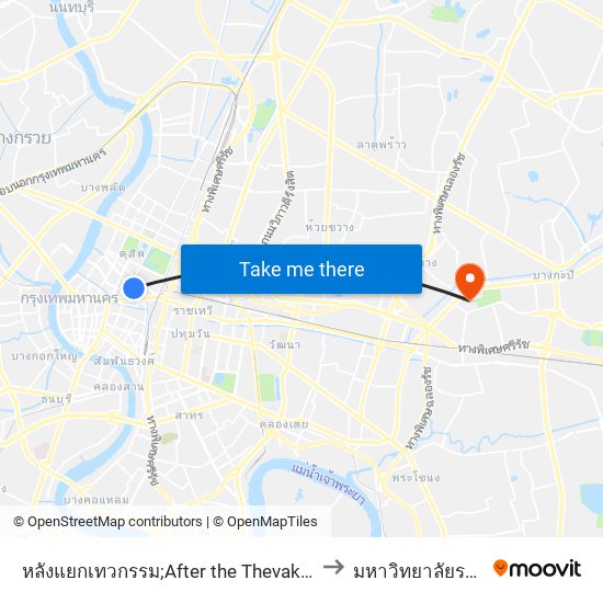 หลังแยกเทวกรรม;After the Thevakarma Intersection to มหาวิทยาลัยรามคำแหง map