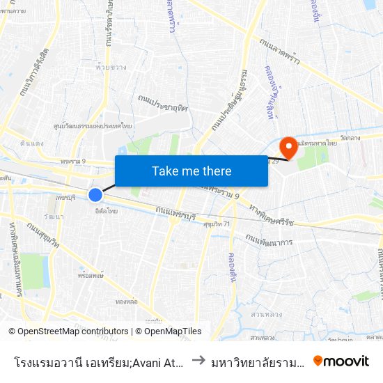 โรงแรมอวานี เอเทรียม;Avani Atrium Hotel to มหาวิทยาลัยรามคำแหง map