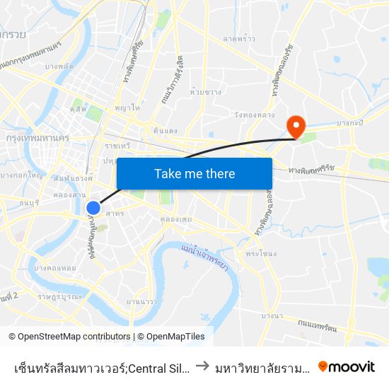 เซ็นทรัลสีลมทาวเวอร์;Central Silom Tower to มหาวิทยาลัยรามคำแหง map