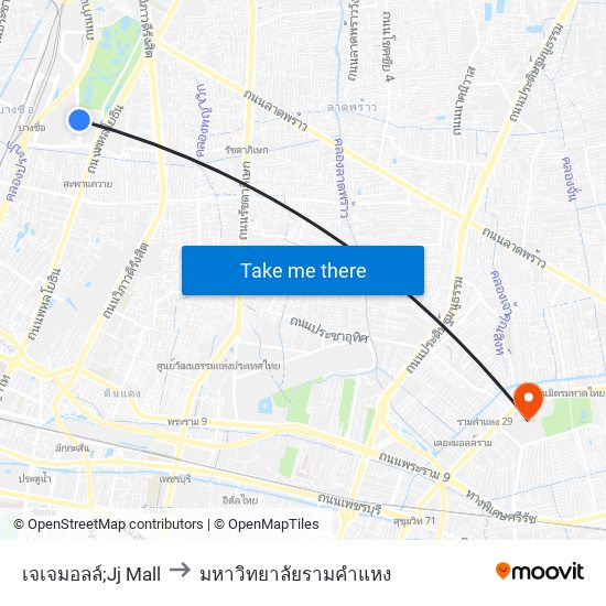 เจเจมอลล์;Jj Mall to มหาวิทยาลัยรามคำแหง map