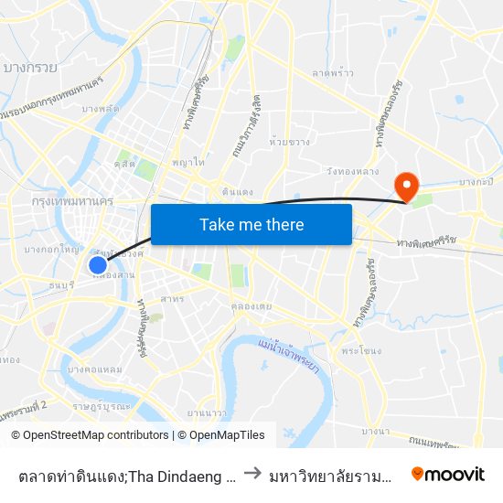ตลาดท่าดินแดง;Tha Dindaeng Market to มหาวิทยาลัยรามคำแหง map