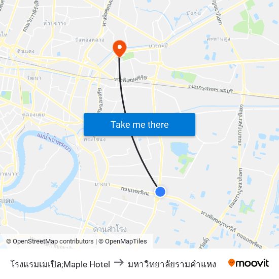 โรงแรมเมเปิล;Maple Hotel to มหาวิทยาลัยรามคำแหง map