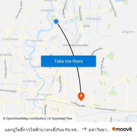 แยกปู่โพธิ์การไฟฟ้าบางกะดี่;Poo Po Intersection Pea Pathum Thani 2 (Bang Kadi) to มหาวิทยาลัยรามคำแหง map