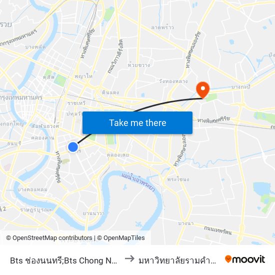 Bts ช่องนนทรี;Bts Chong Nonsi to มหาวิทยาลัยรามคำแหง map