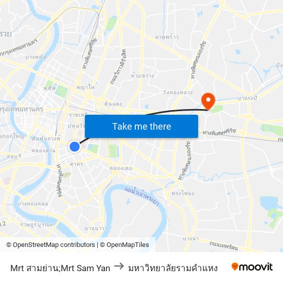 Mrt สามย่าน;Mrt Sam Yan to มหาวิทยาลัยรามคำแหง map