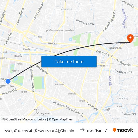 รพ.จุฬาลงกรณ์ (ฝั่งพระราม 4);Chulalongkorn Hospital (Rama IV Road) to มหาวิทยาลัยรามคำแหง map