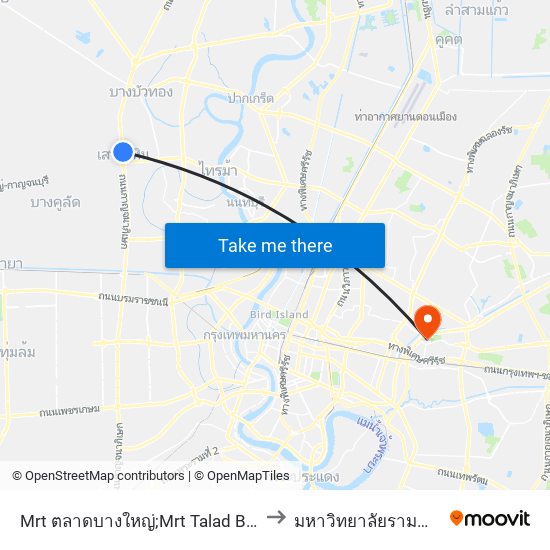 Mrt ตลาดบางใหญ่;Mrt Talad Bang Yai to มหาวิทยาลัยรามคำแหง map