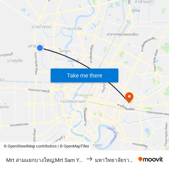 Mrt สามแยกบางใหญ่;Mrt Sam Yeak Bang Yai to มหาวิทยาลัยรามคำแหง map