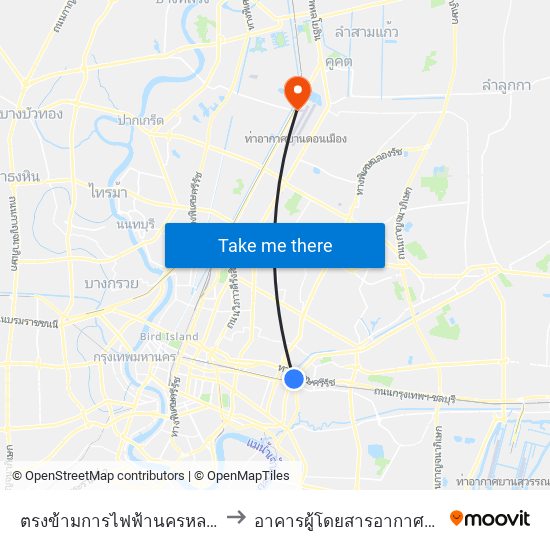 ตรงข้ามการไฟฟ้านครหลวงเขตบางกะปิ to อาคารผู้โดยสารอากาศยานส่วนบุคคล map