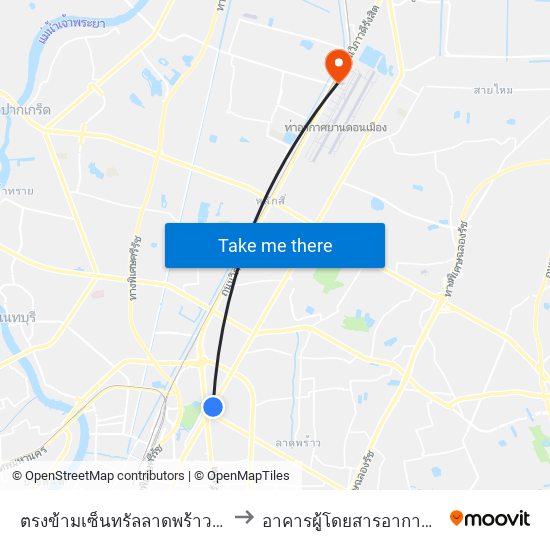 ตรงข้ามเซ็นทรัลลาดพร้าว  Central Ladprao to อาคารผู้โดยสารอากาศยานส่วนบุคคล map