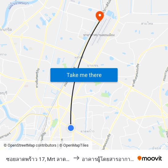 ซอยลาดพร้าว 17, Mrt ลาดพร้าว ,ลาดพร้าว 19 to อาคารผู้โดยสารอากาศยานส่วนบุคคล map