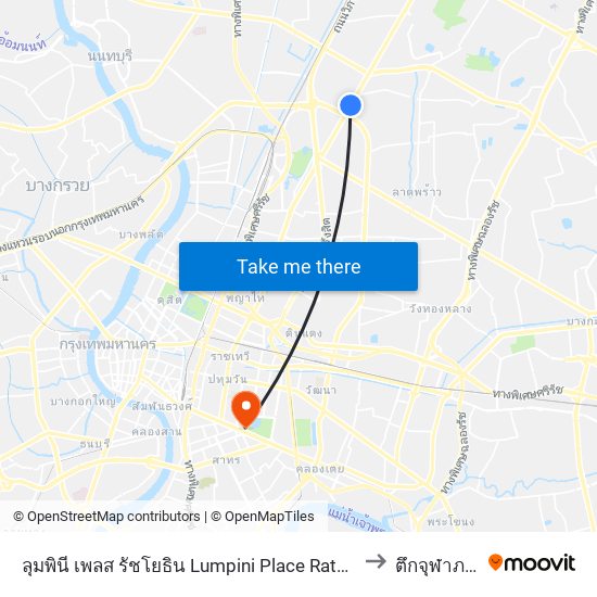 ลุมพินี เพลส รัชโยธิน  Lumpini Place Ratchayotin to ตึกจุฬาภรณ์ map