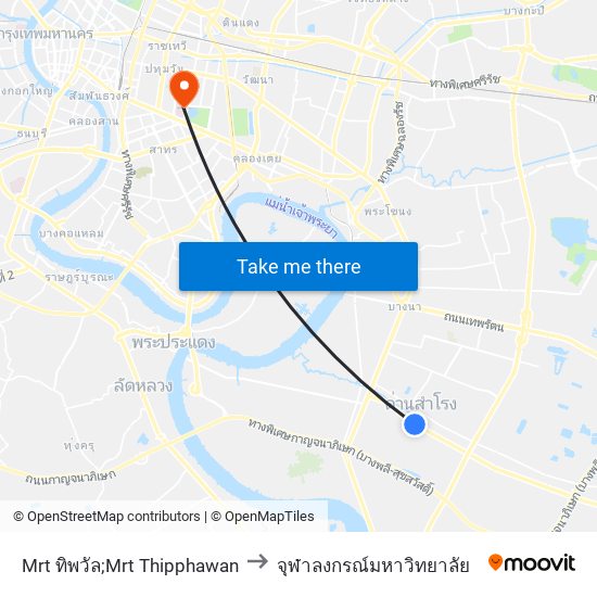 Mrt ทิพวัล;Mrt Thipphawan to จุฬาลงกรณ์มหาวิทยาลัย map