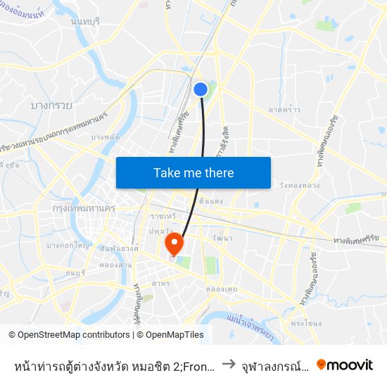 หน้าท่ารถตู้ต่างจังหวัด หมอชิต 2;Front Mochit 2 Intercty Van Terminal to จุฬาลงกรณ์มหาวิทยาลัย map