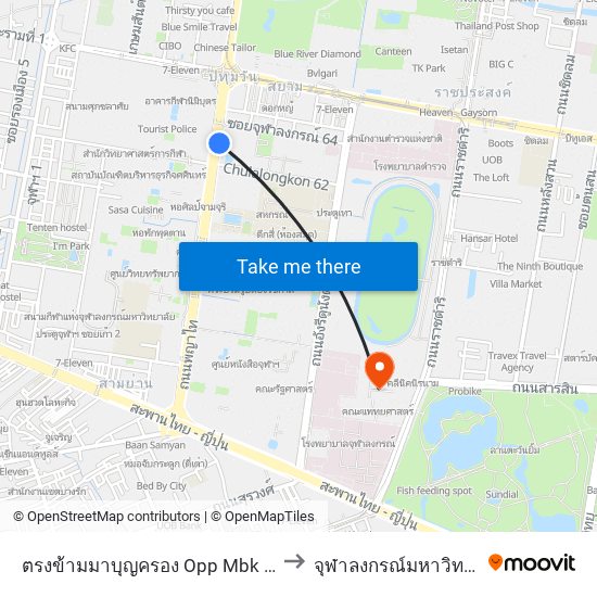 ตรงข้ามมาบุญครอง Opp Mbk Center to จุฬาลงกรณ์มหาวิทยาลัย map