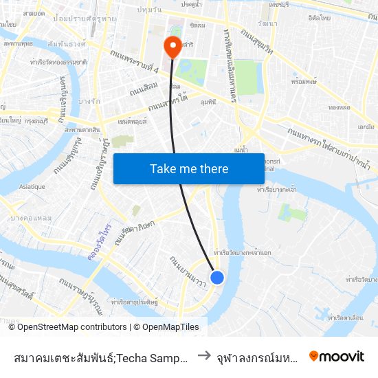 สมาคมเตชะสัมพันธ์;Techa Samphan Association to จุฬาลงกรณ์มหาวิทยาลัย map