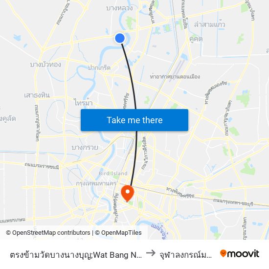 ตรงข้ามวัดบางนางบุญ;Wat Bang Nang Boon (Opposite) to จุฬาลงกรณ์มหาวิทยาลัย map