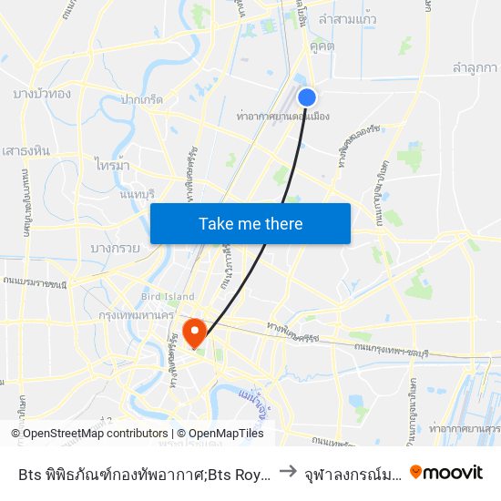 Bts พิพิธภัณฑ์กองทัพอากาศ;Bts Royal Thai Air Force Museum to จุฬาลงกรณ์มหาวิทยาลัย map