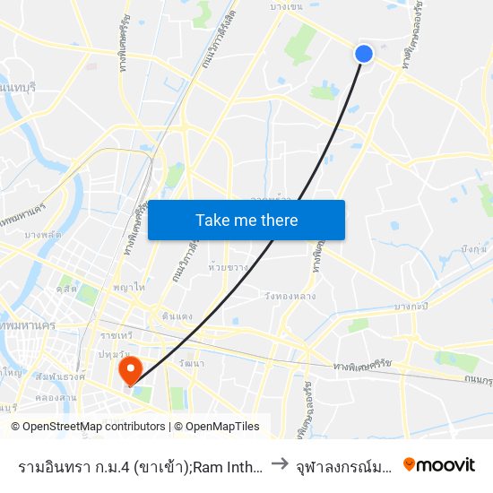 รามอินทรา ก.ม.4 (ขาเข้า);Ram Inthra Kor Mor 4 (Inbound) to จุฬาลงกรณ์มหาวิทยาลัย map