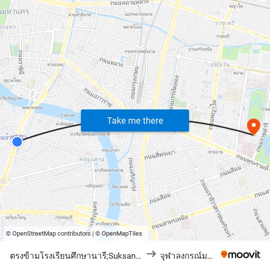 ตรงข้ามโรงเรียนศึกษานารี;Suksanari School (Opposite) to จุฬาลงกรณ์มหาวิทยาลัย map