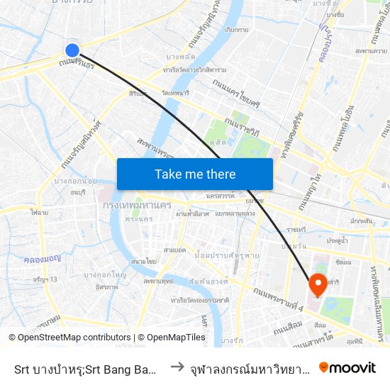 Srt บางบำหรุ;Srt Bang Bamru to จุฬาลงกรณ์มหาวิทยาลัย map