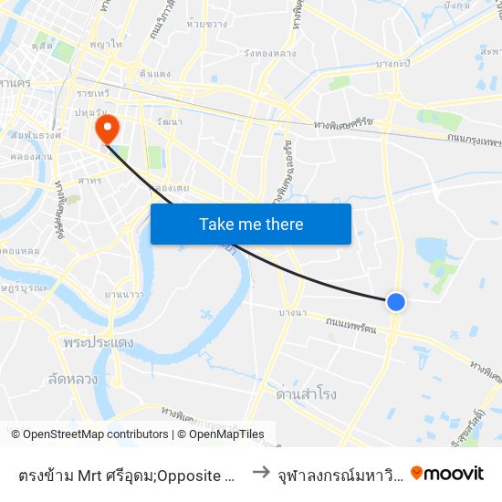 ตรงข้าม Mrt ศรีอุดม;Opposite Mrt Si Udom to จุฬาลงกรณ์มหาวิทยาลัย map