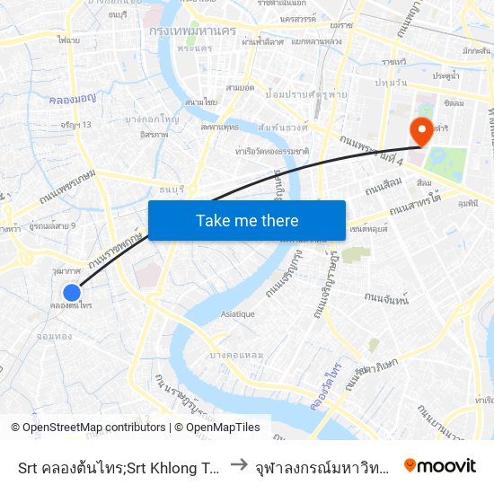 Srt คลองต้นไทร;Srt Khlong Ton Sai to จุฬาลงกรณ์มหาวิทยาลัย map