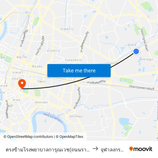 ตรงข้ามโรงพยาบาลการุณเวช(ถนนรามคำแหง);Karunvej Hospital (Opposite) to จุฬาลงกรณ์มหาวิทยาลัย map