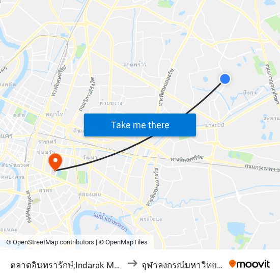 ตลาดอินทรารักษ์;Indarak Market to จุฬาลงกรณ์มหาวิทยาลัย map