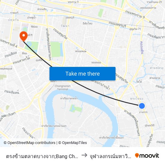 ตรงข้ามตลาดบางจาก;Bang Chak Market to จุฬาลงกรณ์มหาวิทยาลัย map