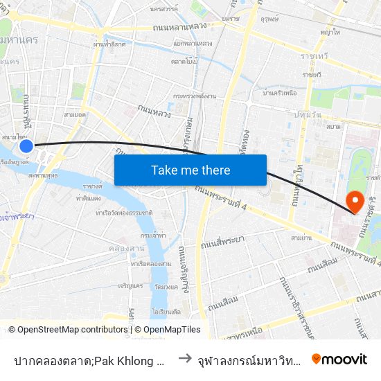 ปากคลองตลาด;Pak Khlong Market to จุฬาลงกรณ์มหาวิทยาลัย map