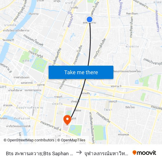 Bts สะพานควาย;Bts Saphan Khwai to จุฬาลงกรณ์มหาวิทยาลัย map