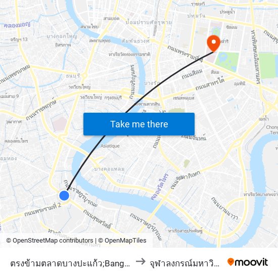 ตรงข้ามตลาดบางปะแก้ว;Bang Prakaeo to จุฬาลงกรณ์มหาวิทยาลัย map