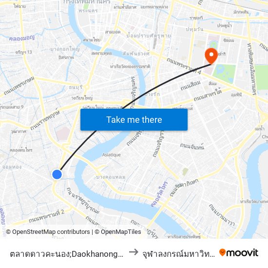 ตลาดดาวคะนอง;Daokhanong Market to จุฬาลงกรณ์มหาวิทยาลัย map