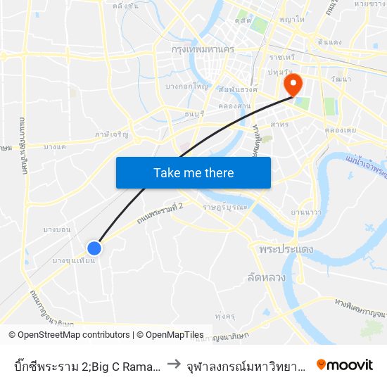 บิ๊กซีพระราม 2;Big C Rama 2 to จุฬาลงกรณ์มหาวิทยาลัย map
