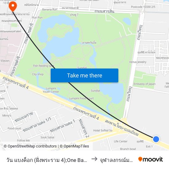 วัน แบงค็อก (ฝั่งพระราม 4);One Bangkok (Rama 4 Side) to จุฬาลงกรณ์มหาวิทยาลัย map