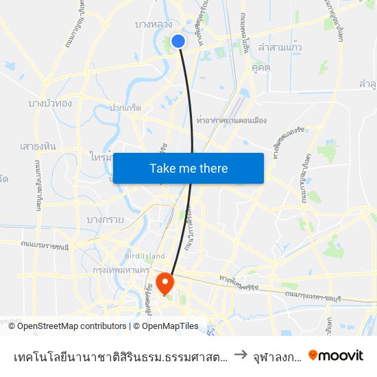 เทคโนโลยีนานาชาติสิรินธรม.ธรรมศาสตร์;Sirindhorn International Institute Of Technology. Thammasat. to จุฬาลงกรณ์มหาวิทยาลัย map