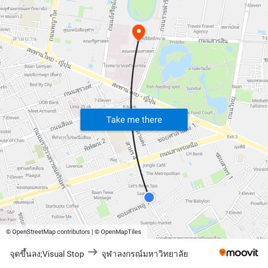 จุดขึ้นลง;Visual Stop to จุฬาลงกรณ์มหาวิทยาลัย map