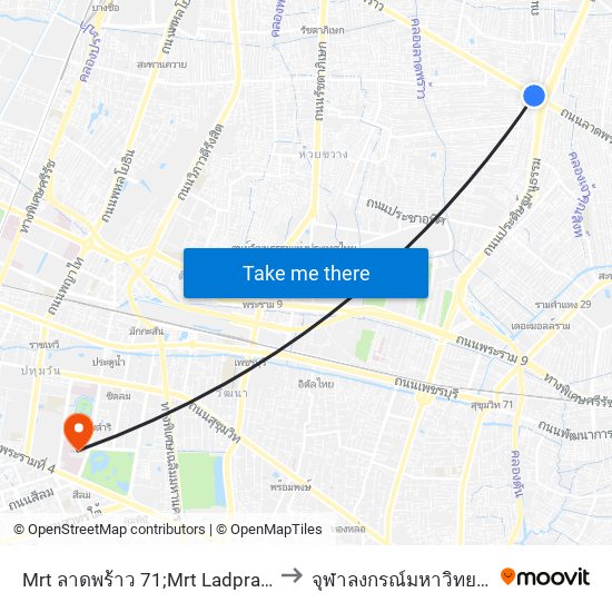 Mrt ลาดพร้าว 71;Mrt Ladprao 71 to จุฬาลงกรณ์มหาวิทยาลัย map