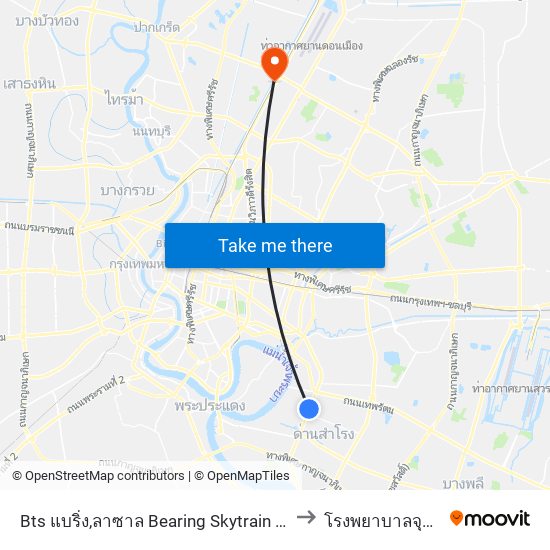 Bts แบริ่ง,ลาซาล Bearing Skytrain Station, Lasal to โรงพยาบาลจุฬาภรณ์ map