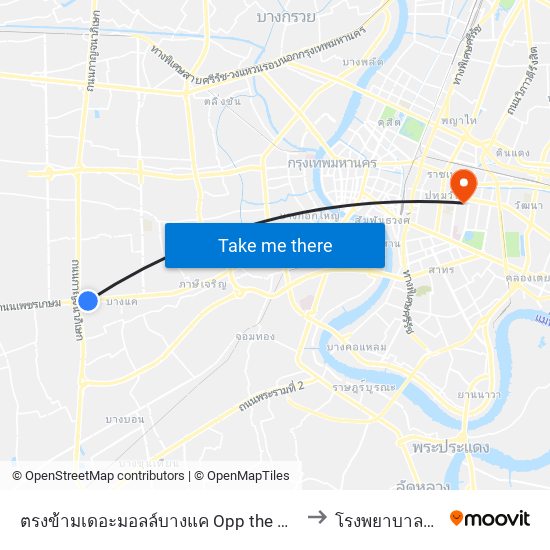 ตรงข้ามเดอะมอลล์บางแค Opp the Mall Bangkae to โรงพยาบาลตำรวจ map