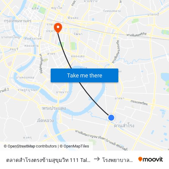 ตลาดสำโรงตรงข้ามสุขุมวิท 111 Talat Samrong to โรงพยาบาลตำรวจ map