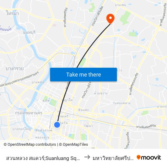 สวนหลวง สแควร์;Suanluang Square to มหาวิทยาลัยศรีปทุม map