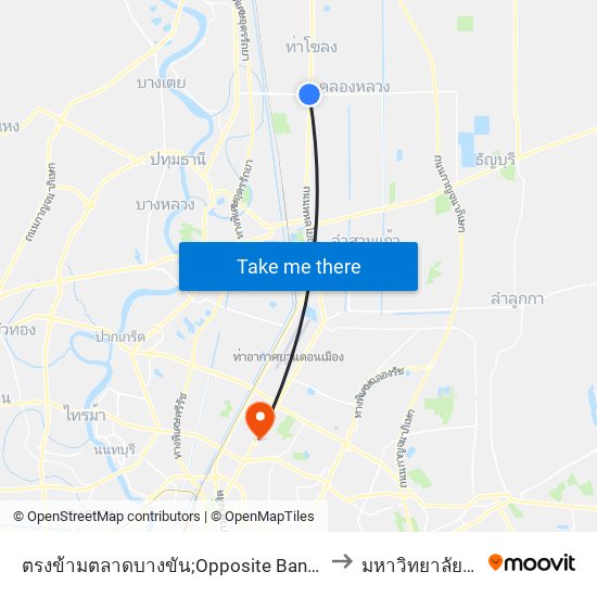 ตรงข้ามตลาดบางขัน;Opposite Bang Khan Market to มหาวิทยาลัยศรีปทุม map