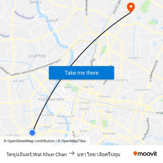 วัดขุนจันทร์;Wat Khun Chan to มหาวิทยาลัยศรีปทุม map