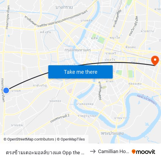 ตรงข้ามเดอะมอลล์บางแค Opp the Mall Bangkae to Camillian Hospital map
