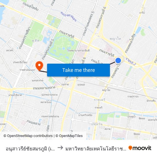 อนุสาวรีย์ชัยสมรภูมิ (เกาะราชวิถี) to มหาวิทยาลัยเทคโนโลยีราชมงคลพระนคร map