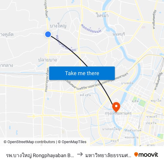 รพ.บางใหญ่ Rongphayaban Bang Yai to มหาวิทยาลัยธรรมศาสตร์ map